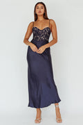 Evening Star Lace Bodice Maxi Dress Navy