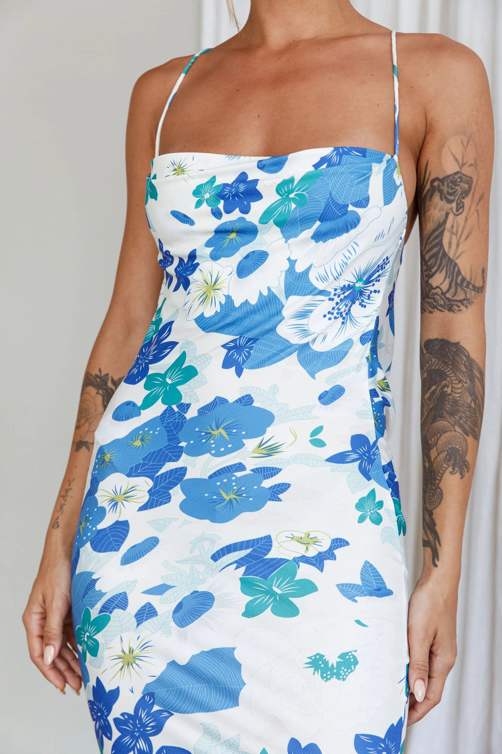 You're My Sunshine Tie-Up Back Midi Dress Blue