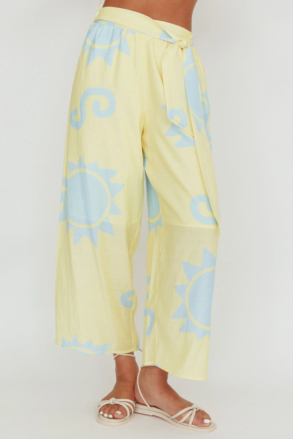 Nectar Sun Print Wide Leg Pants Yellow
