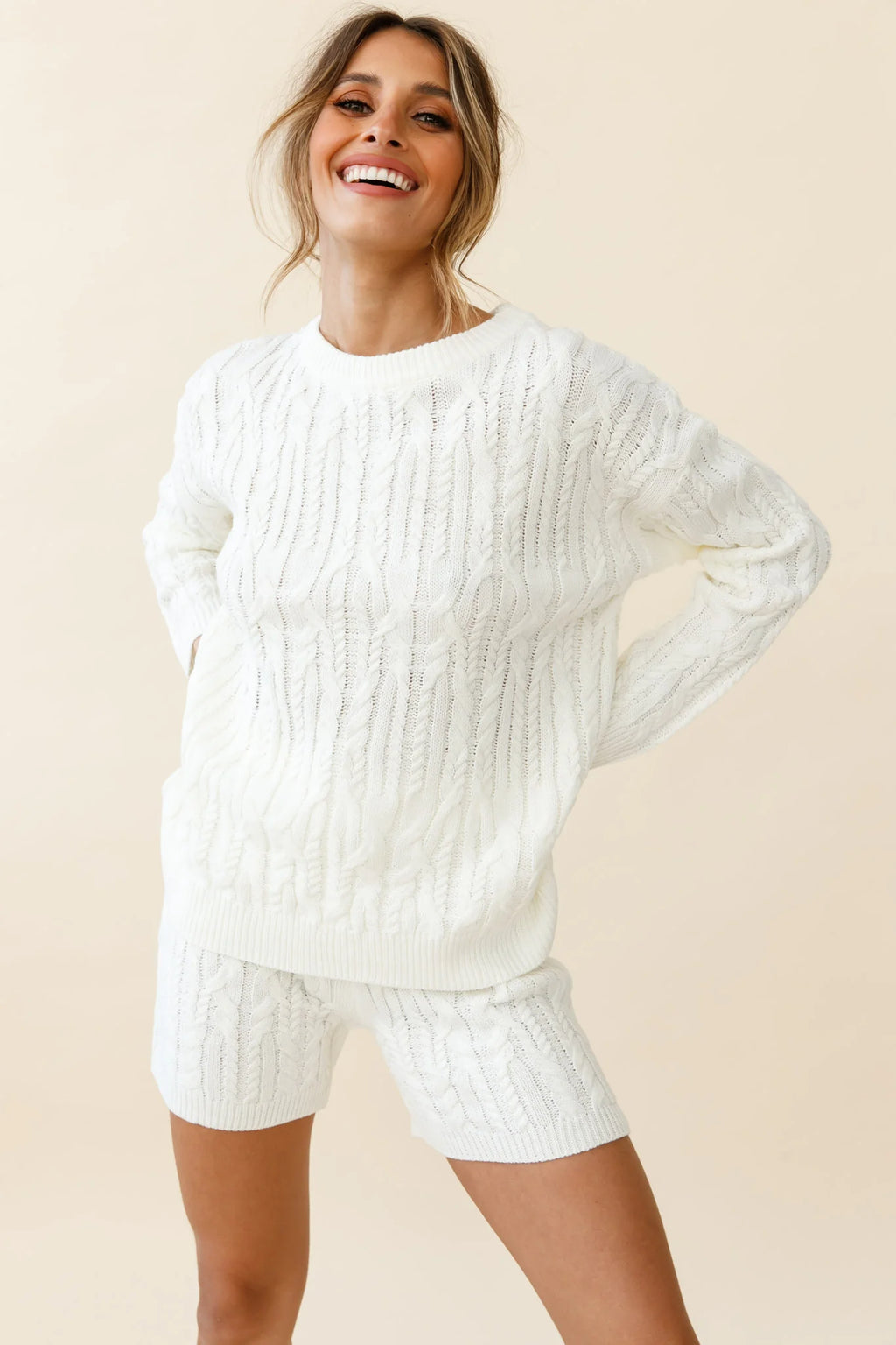 Colorado Cable Knit Sweater Cream