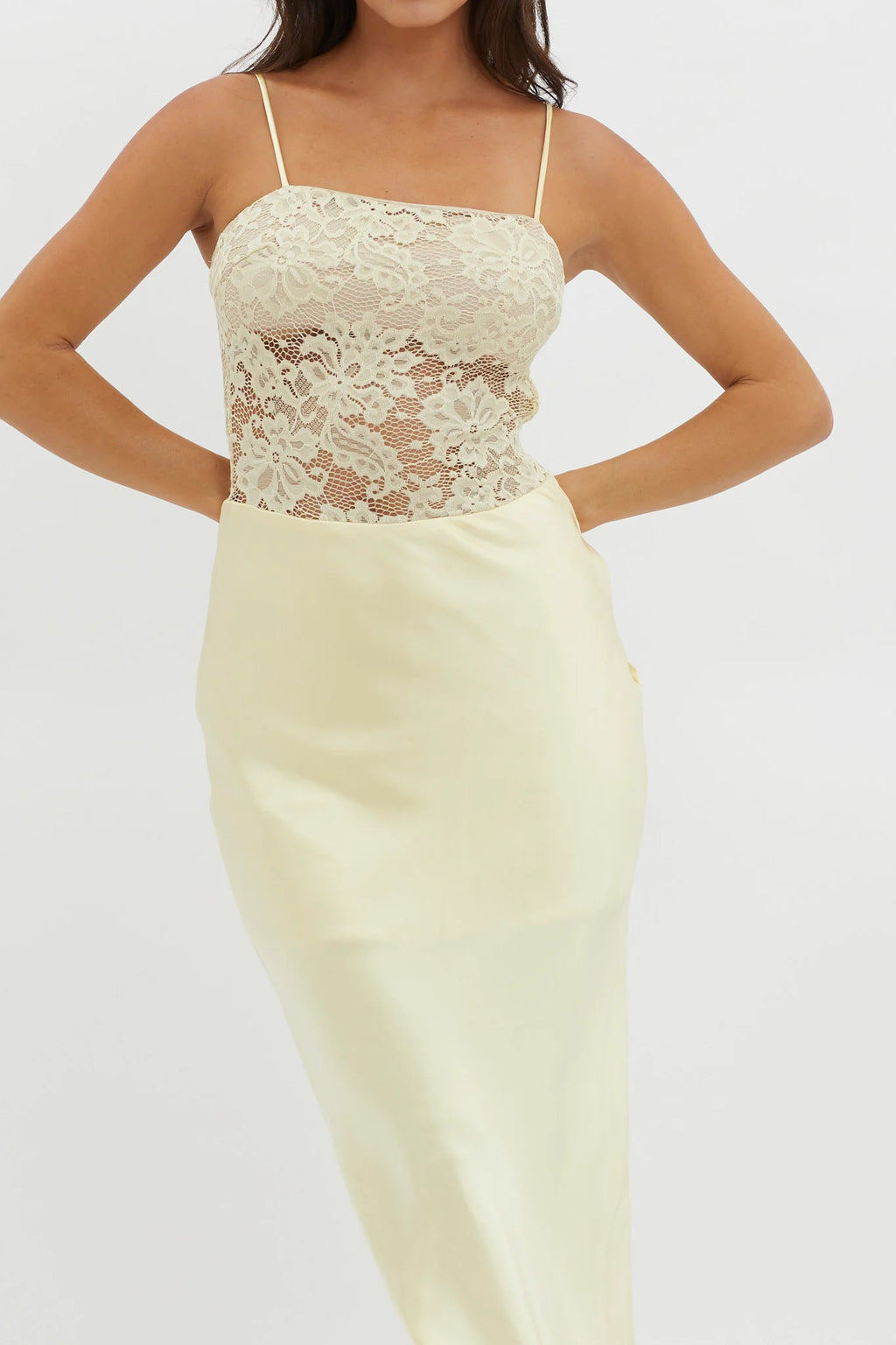 Moon Magic Floral Bodice Dress Lemon