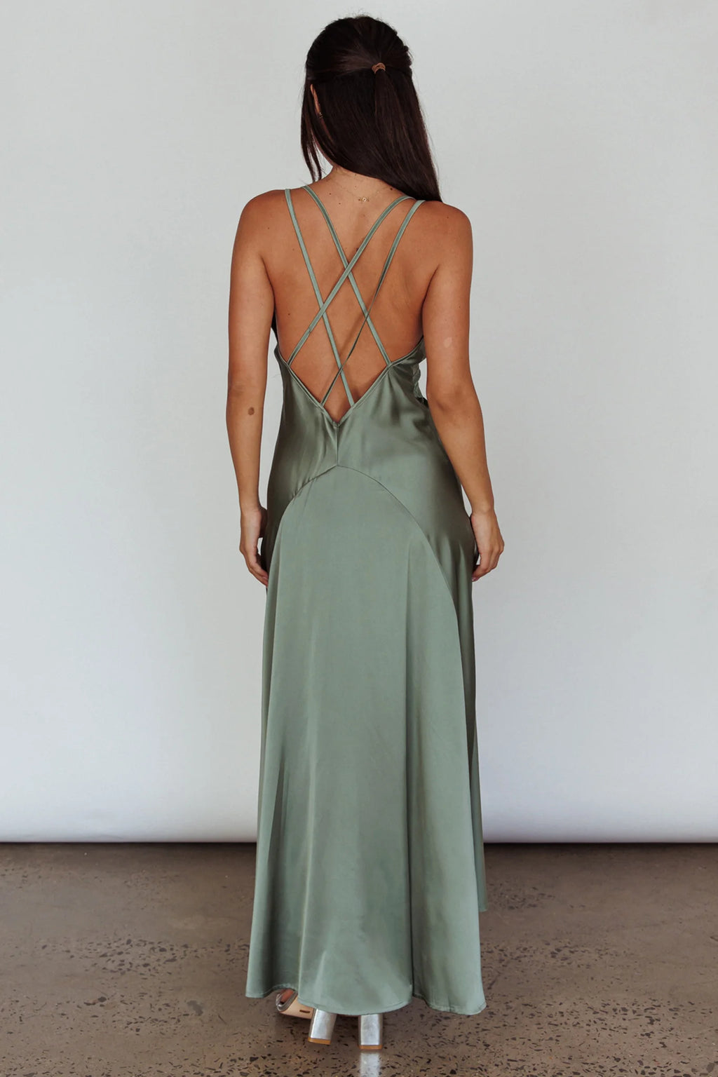 Signature Lace Trim Midi Dress Sage
