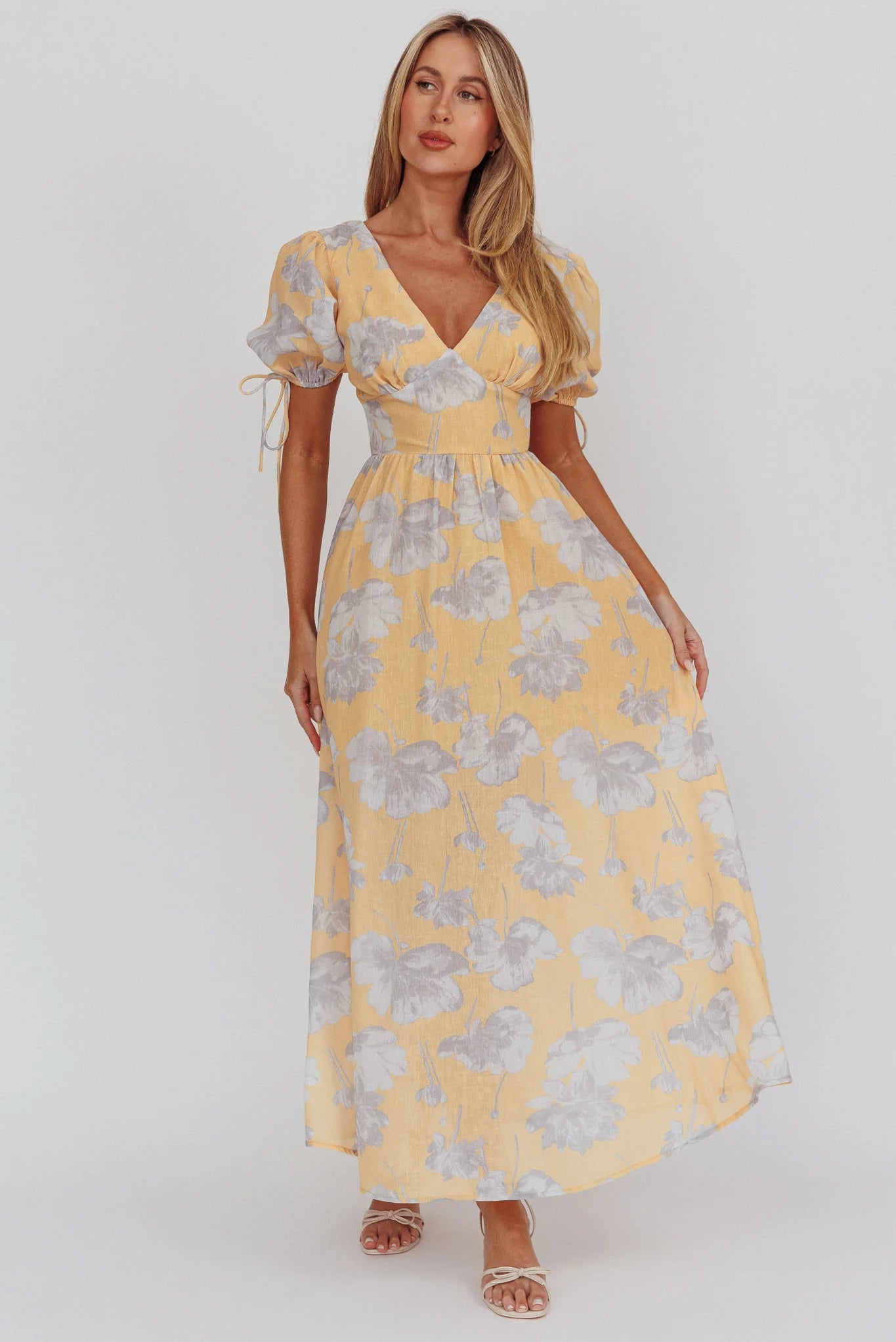 Loveberry Puff Sleeve A-Line Maxi Dress Pumpkin