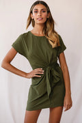 Kenya Tie Front T-Shirt Dress Khaki