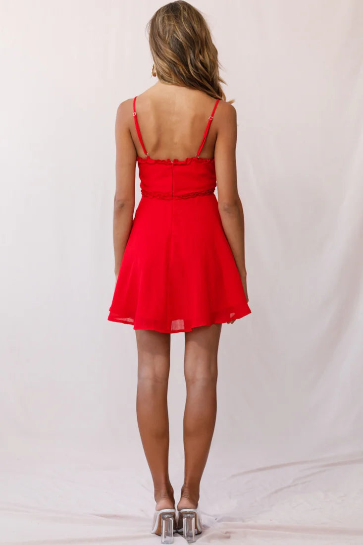 Zeta Bust Tie A-Line Dress Red