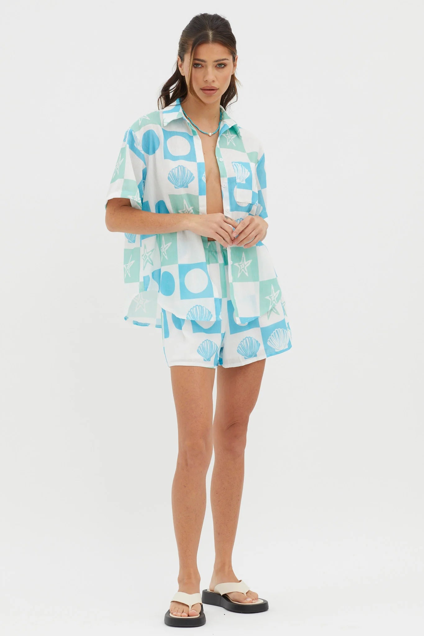Just A Hunch Shorts Shell Print Green Multi