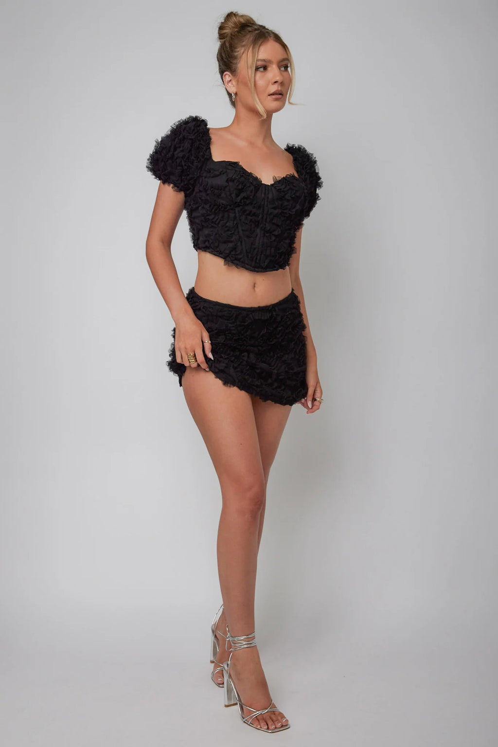 Cielito Embellished Mini Skirt Black