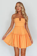 Sherbet Sunset Tied Neck Mini Dress Orange