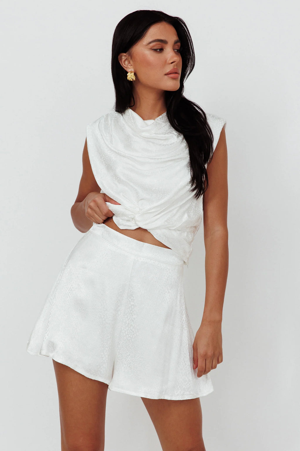 Cruising Twist Waist Top White